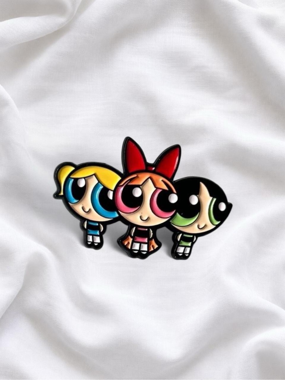 Cartoon Trio Enamel Pin - Colorful Powerpuff-Inspired Characters